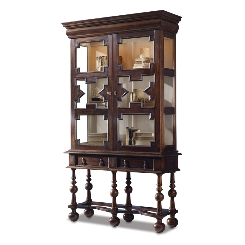 William And Mary Solid Wood Lighted Curio Cabinet