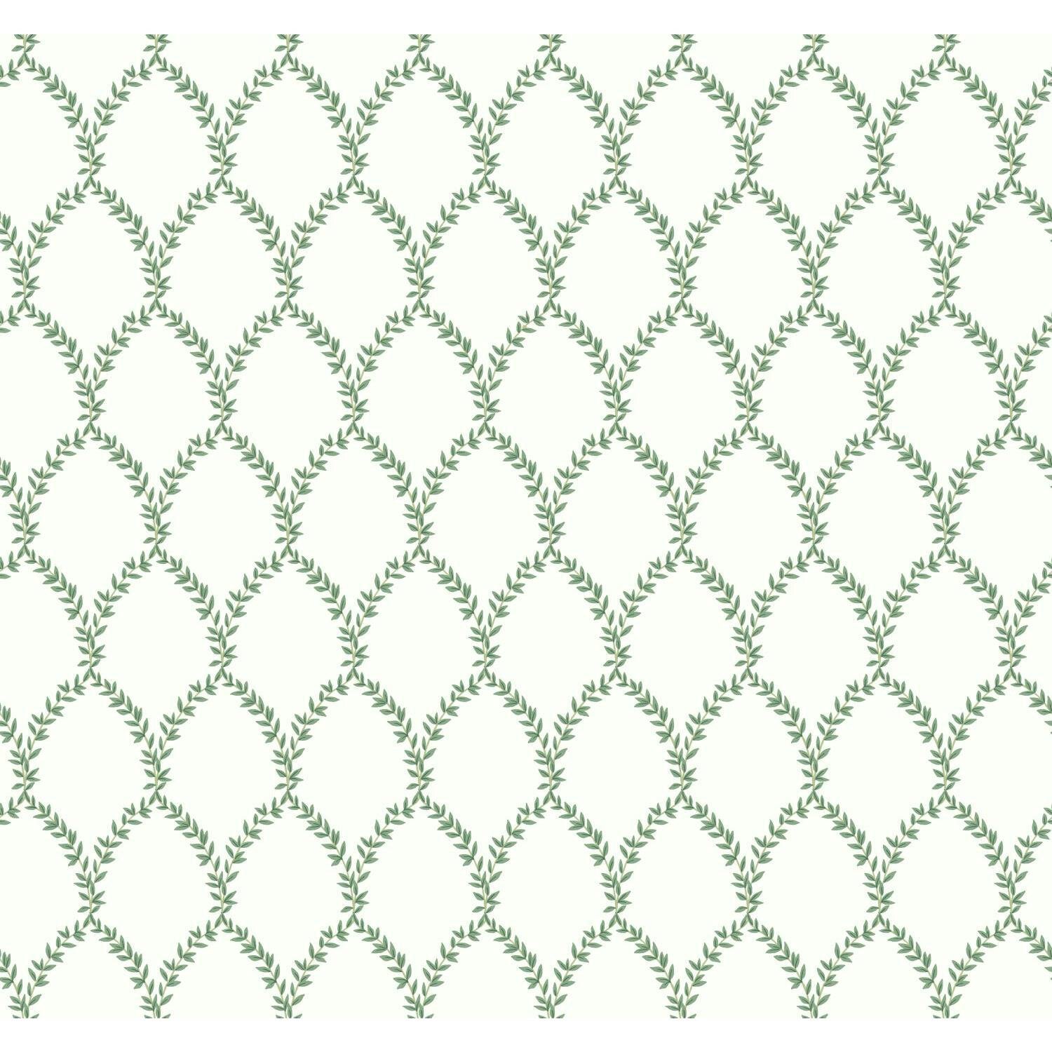 Laurel Wallpaper Roll, Green/White