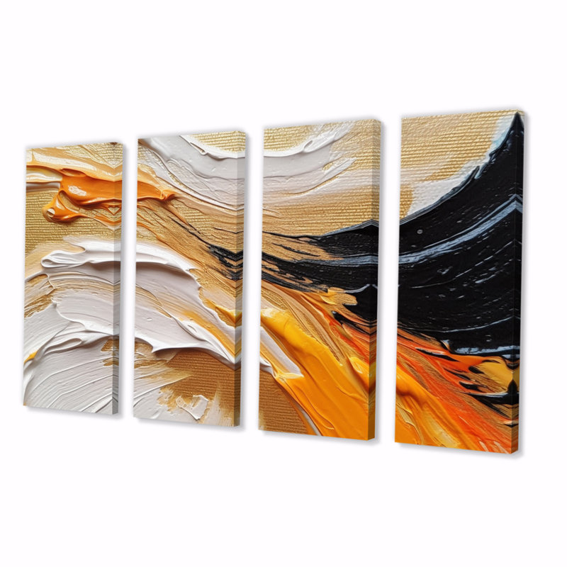 Chingiz " Orange And Black Mystic Spirals I " 4 - Pieces
