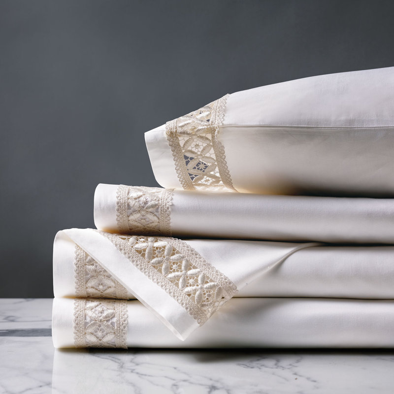 Suzette Egyptian Cotton Sateen Sheet Set, Full Sheet Set + 2 Pillowcases