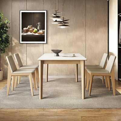 White Ash Sintered Stone Table And Chairs Elegant