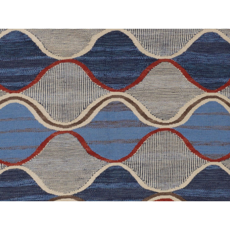 Tapis gris/bleu handwoven à tissage plat