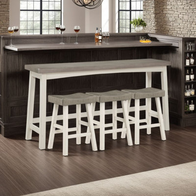 Casy 4Pc Counter Height Table Set, 3 Contour Stools