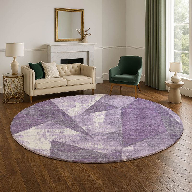 Premium Machine Washable Ashington AMF1838 Modern Rug, Round 8'