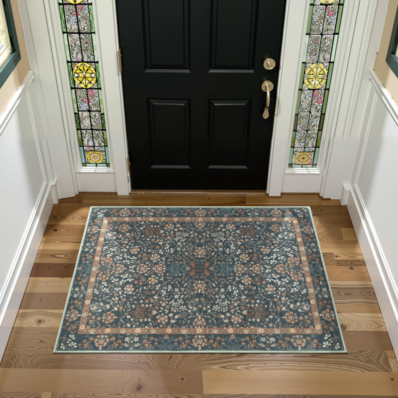 Floral Machine Washable Area Rug, Rectangle 3' x 5'
