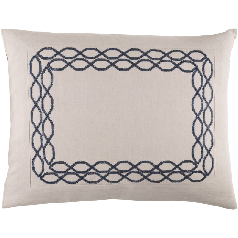 Afia Cotton Blend Geometric Sham Set, Khaki/Navy, Euro