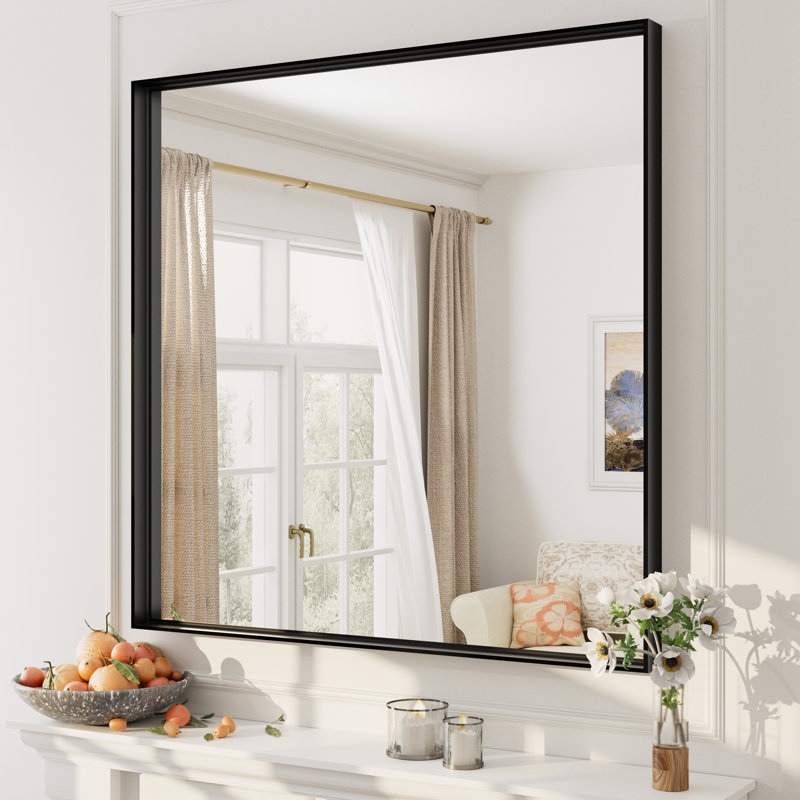 Miroir mural Aevar, 36 po x 36 po, Noir mat