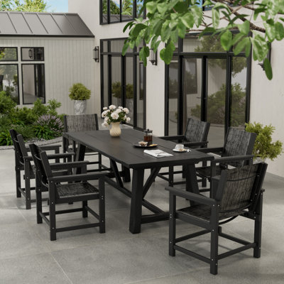 7-Piece HDPE Outdoor Dining Table Sets With Dining Table