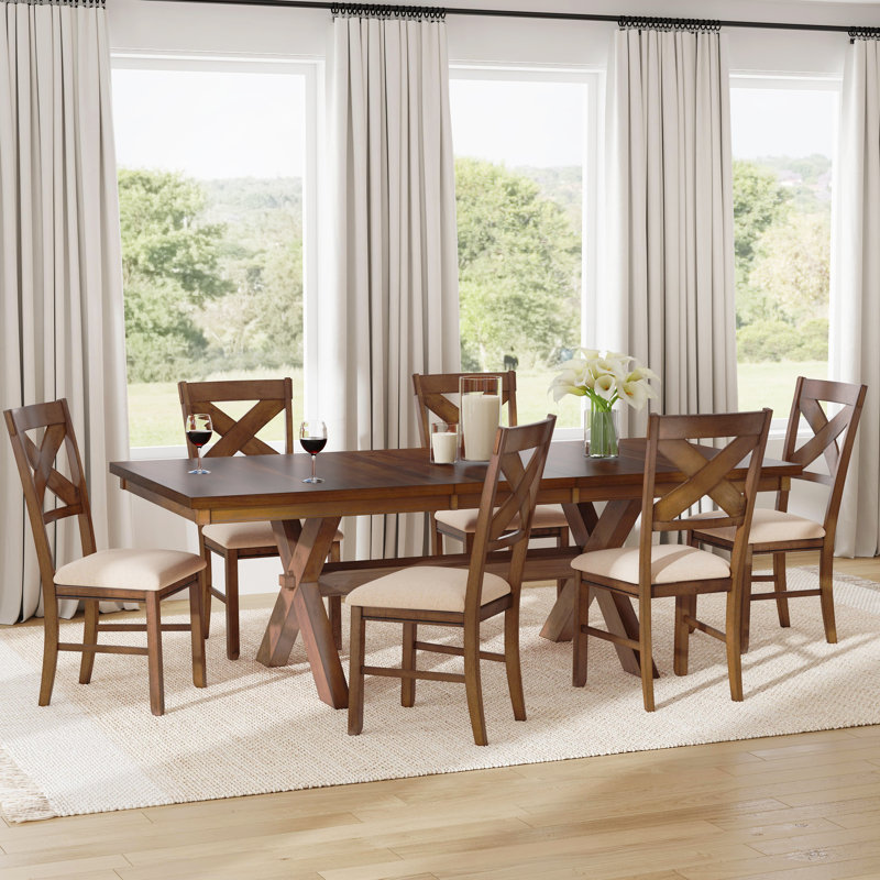 Grabel Trestle Dining Set, 7 piece: 1 Table, 6 Chairs