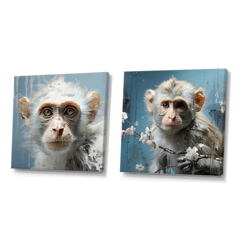 Ensemble de 2 reproductions d'art sur toile blanc, Toile tendue, H 16 po x l 33 po x P 1 po