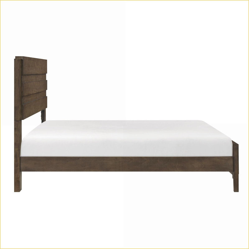 Structure de lit en bois d'hévéa massif de très grande taille Eastern - Finition noyer foncé durable pour les chambres à coucher