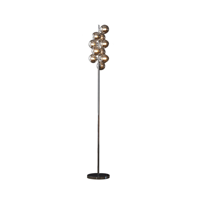 Greiner 169cm Novelty Floor Lamp, Smoked Grey, Polished Chrome