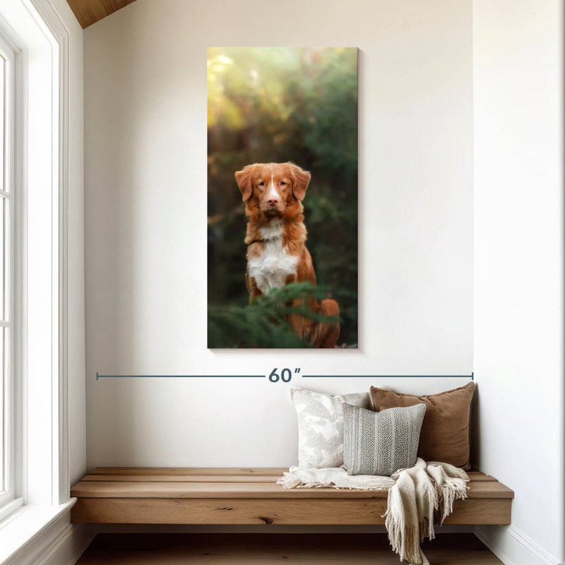 Chien retriever dans la forêt, H 48 po x l 24 po