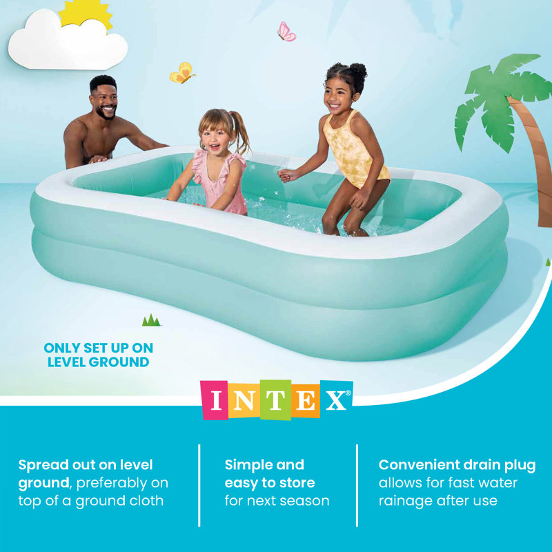 Intex Aqua Swim Center Family Pool, Age: 3+, 7.5' L x 4.83' W x 18" H, Teal