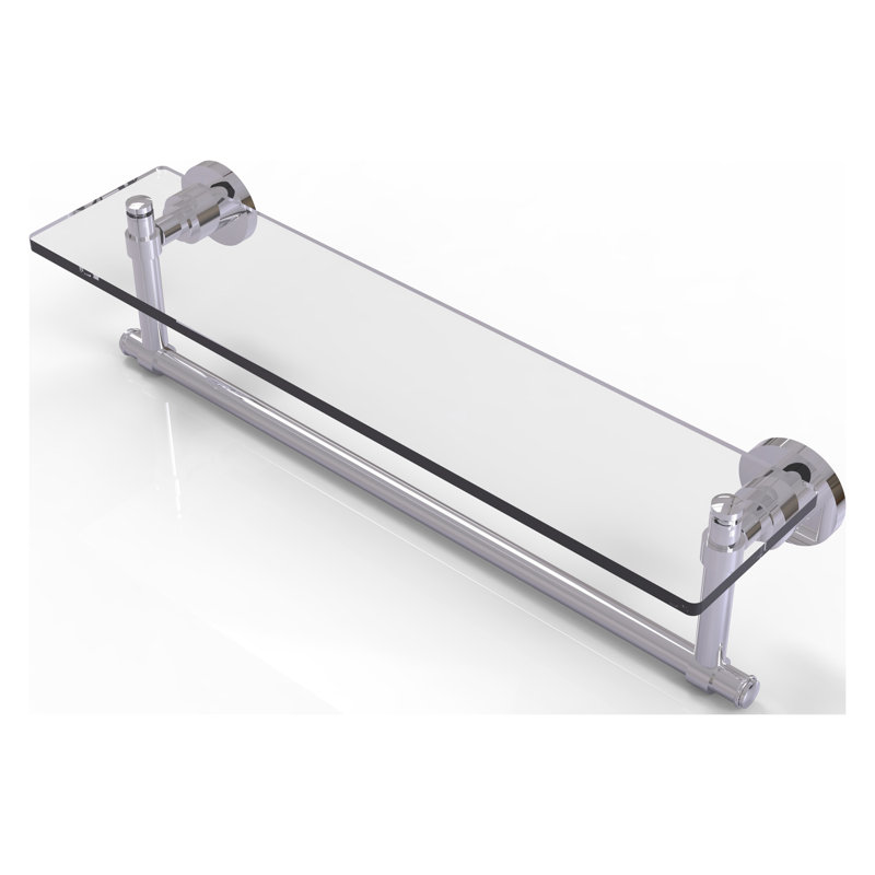 Arviso Bracket Shelf with Towel Bar, Polished Chrome, 22" W x 8" H