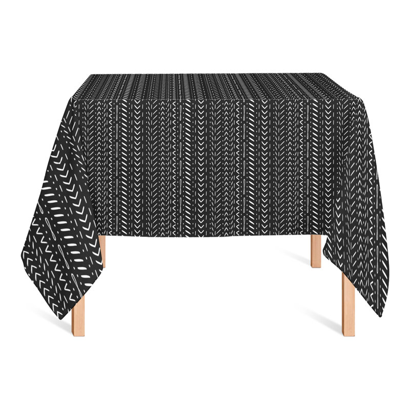 Harihar Geometric Square Tablecloth, Black