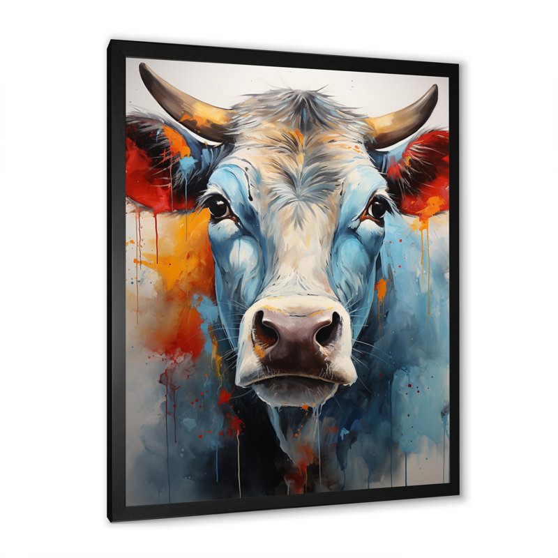 Vache de vache encadrée sur toile, Cadre photo noir, H 32 po x l 24 po x P 1 po