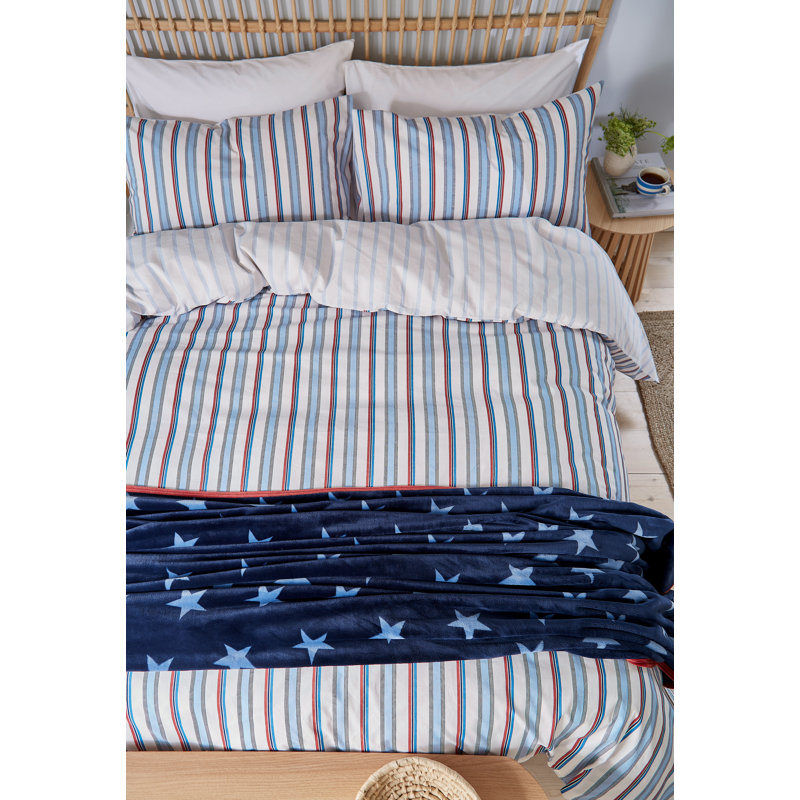 Elwood Stripe Cotton Duvet Cover Set, Single Duvet Cover + 1 Standard Pillowcase