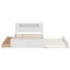 Grand lit plateforme avec rangement en bois avec 2 tiroirs et 1 lit gigogne simple, tête de lit avec rangement à DEL pour enfants adultes-1213323636