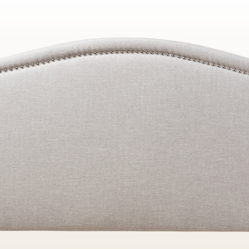 Montserrad Greyish Beige Curved Shape King Nail Head Trim Headboard, 25.63" H X 77.40" W X 2.07" D, Greyish Beige, King