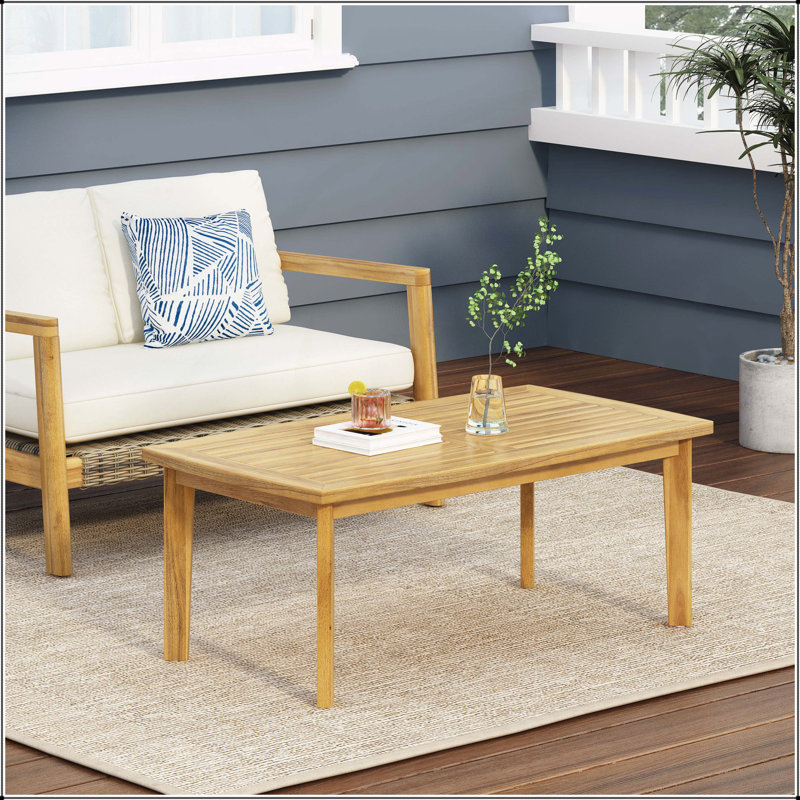 Outdoor Acacia Wood Rectangular Coffee Table