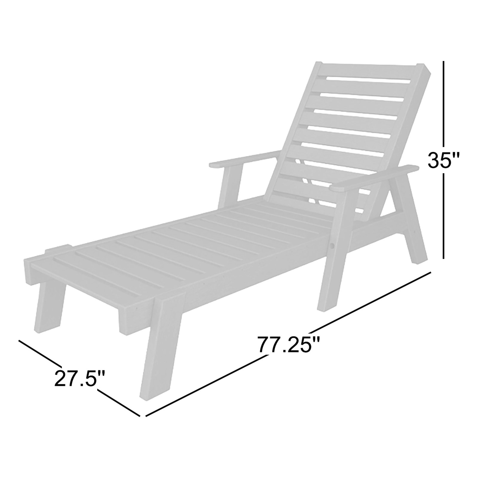 POLYWOOD® Captain 28" Patio Chaise Lounge, Black
