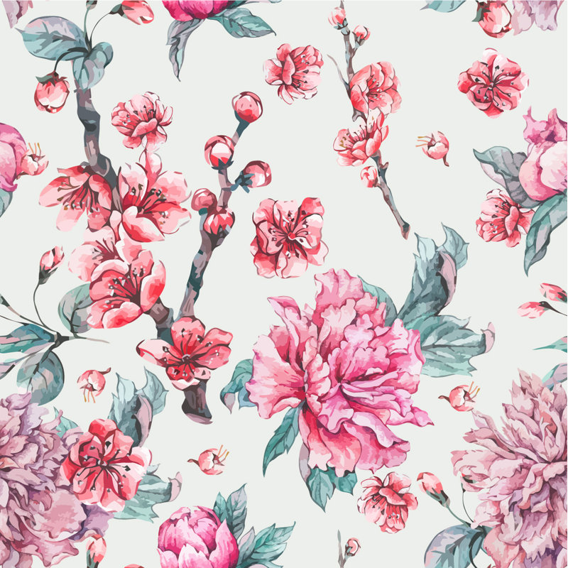 Peel & Stick Floral Wall Mural, 8.33' W x 8.33' L