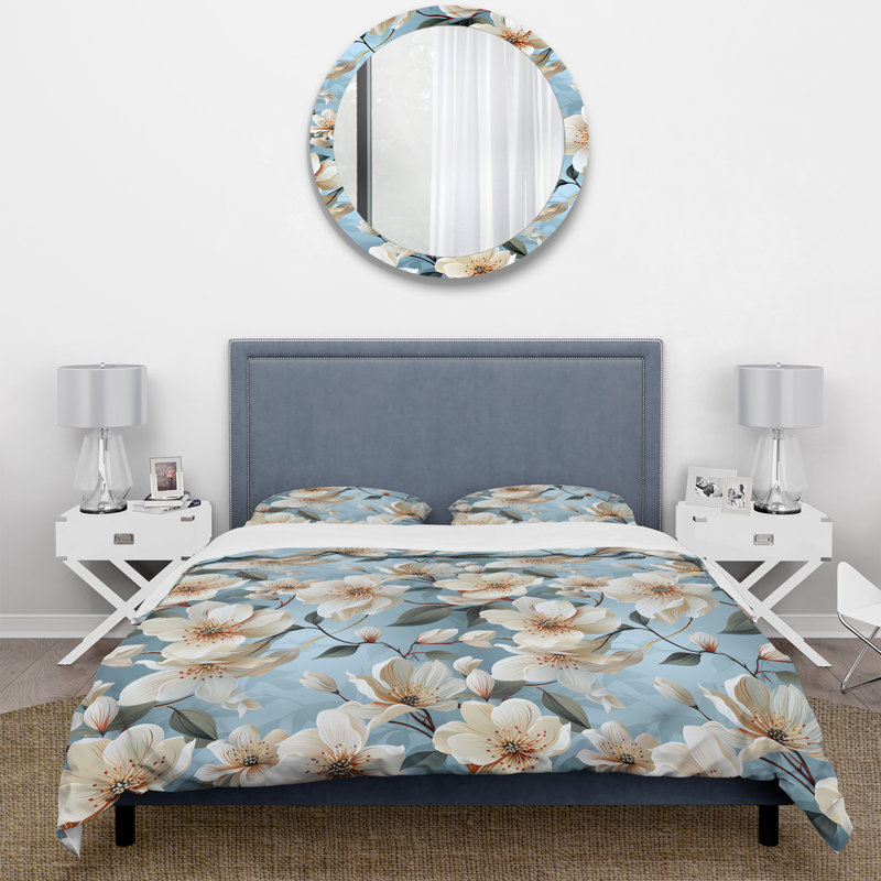 Serene Orchid Floral Motif - Ensemble de housse de couette floral - Microfibre de polyester