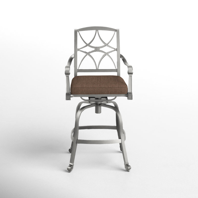 Wiltshire Outdoor Swivel Bar Stool, Canvas Spa Sunbrella® Canvas, Pewter, 30.25"