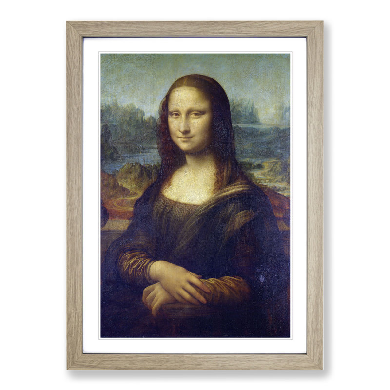 The Mona Lisa by Leonardo Da Vinci - Picture Frame Painting, Oak Framed, 36cm H x 27cm W x 2cm D