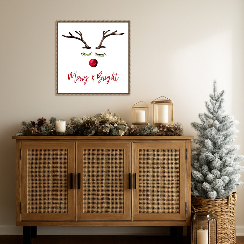 «Reindeer Merry and Bright» par Amanti Art Portfolio, reproduction d'art sur toile encadrée