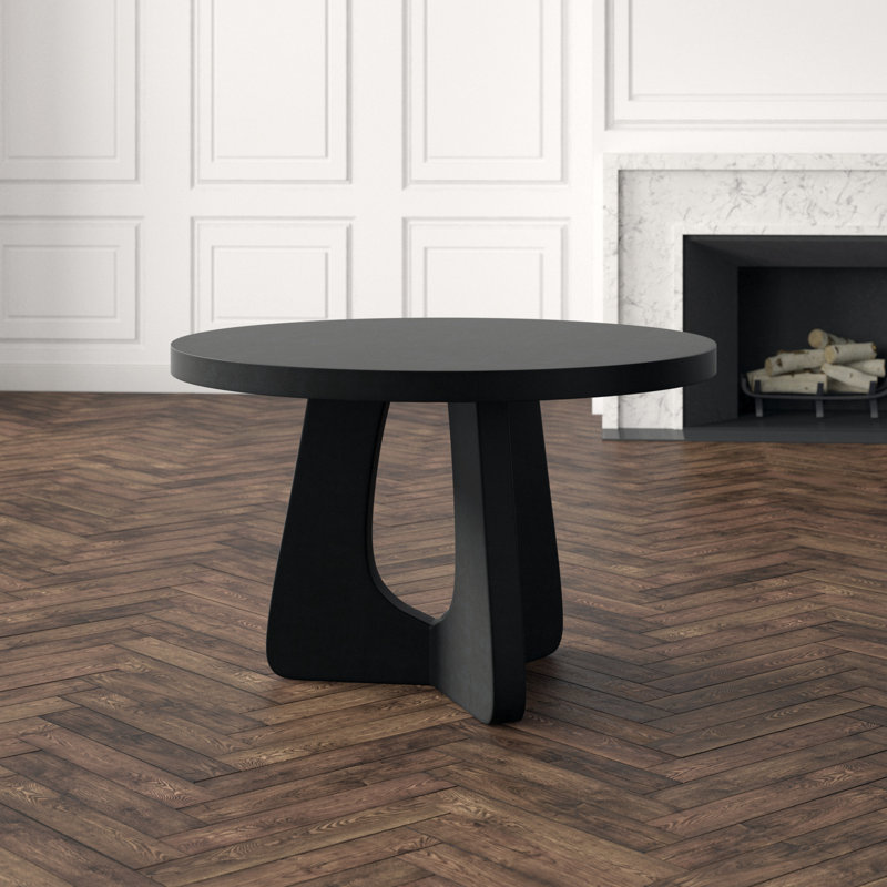 Nobuko Round Mahogany Wood Dining Table, 48" L x 48" W