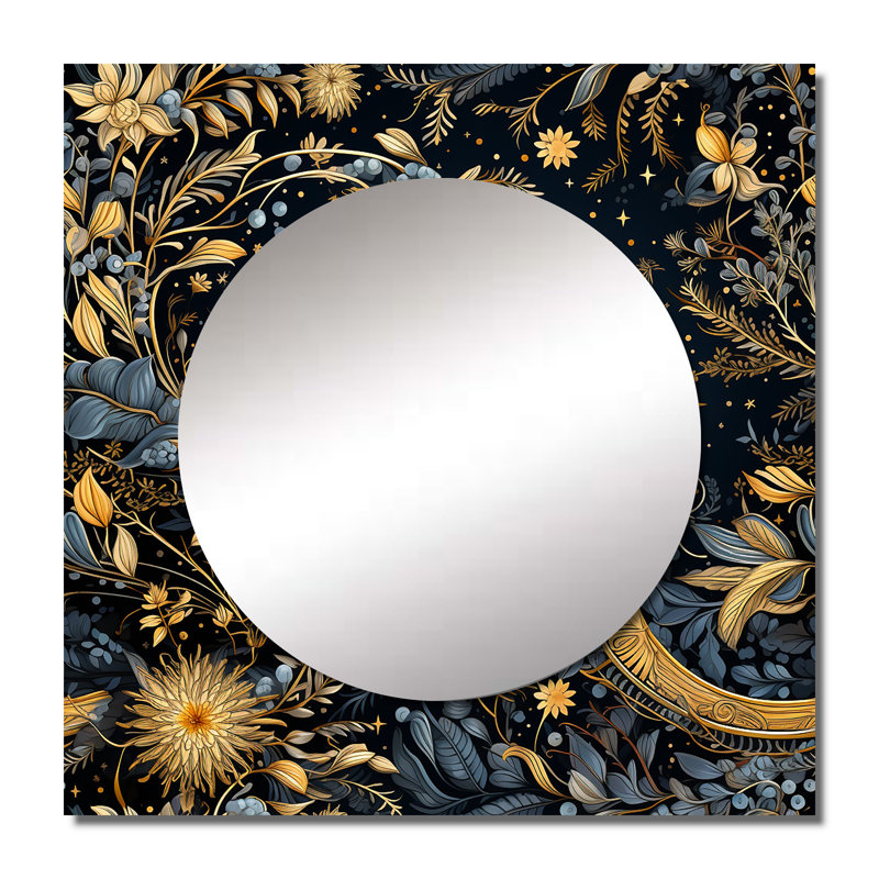 Miroir mural bleu bohème et éclectique, 29 po x 29 po