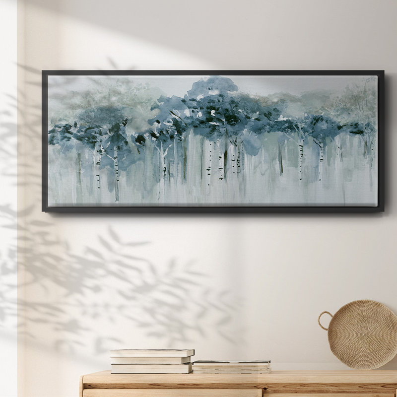 «Blue Birch Morning», reproduction sur toile flottante, H 12 po x l 30 po x P 1,5 po, Noir