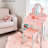  Teamson Kids Princess Rapunzel Wooden Play Vanity Table & Stool Set, Pink & Gray