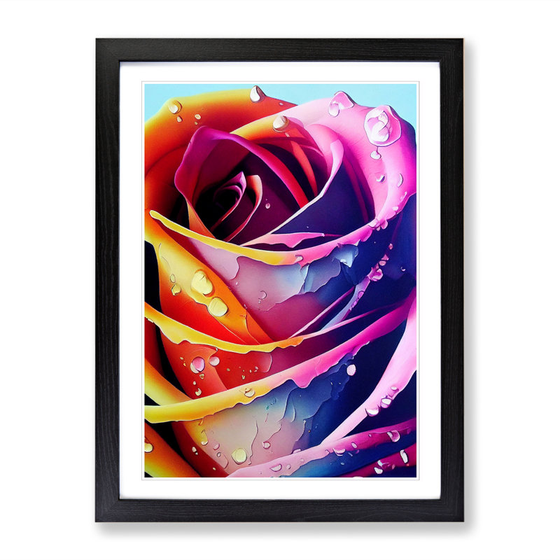 Rose Flower Vol.2 - Single Picture Frame Print, 34cm H x 25cm W x 2cm D, Walnut