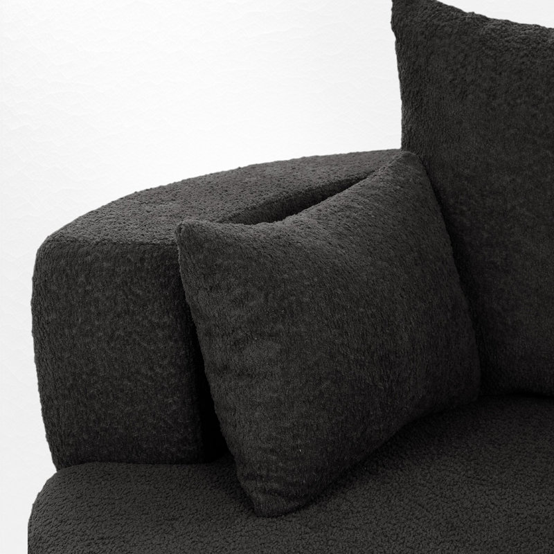Oversized Swivel Accent Chair, Black, 35.4"H x 56.4"W x 56.4"D