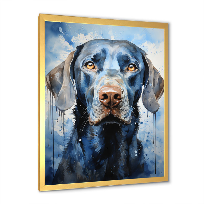 «Dog Weimaraner Majestic Portrait» sur toile, Cadre doré simple, H 32 po x l 16 po x P 1 po