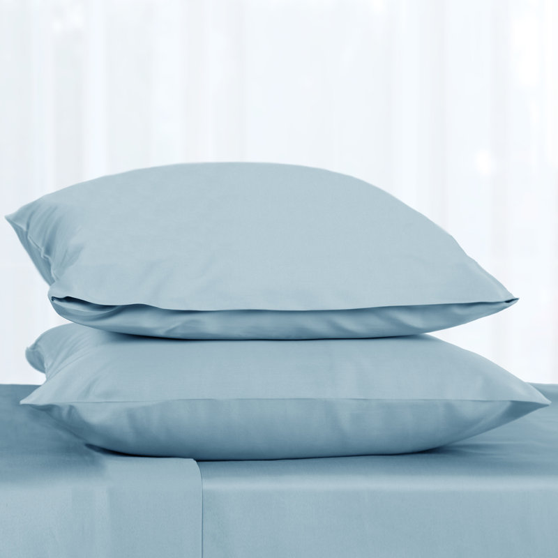 100% Cotton Sateen Pillowcase Envelope Pillowcases Set, Stone Blue, King Pillowcase