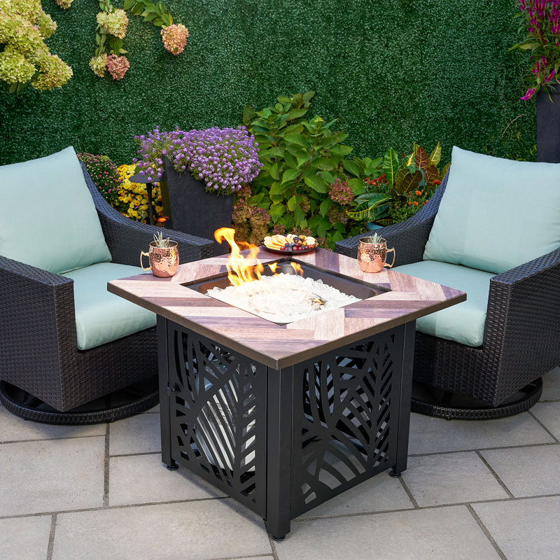 Endless 30 Inch Square Outdoor Fire Pit Table, UV Printed