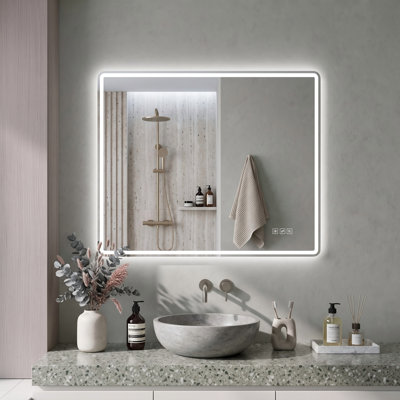 Miroirs d'appoint muraux et à DEL à intensité variable, salle de bain moderne en verre 24 x 32