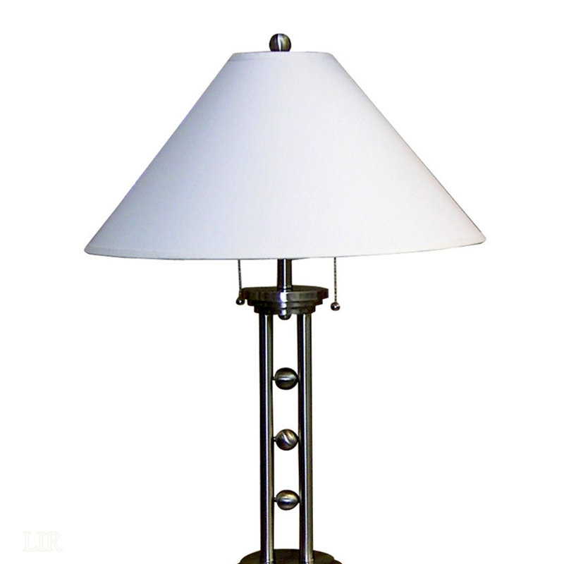 Lampe de table 27 "en métal argenté" avec finition argentée, lampe de table de style classique