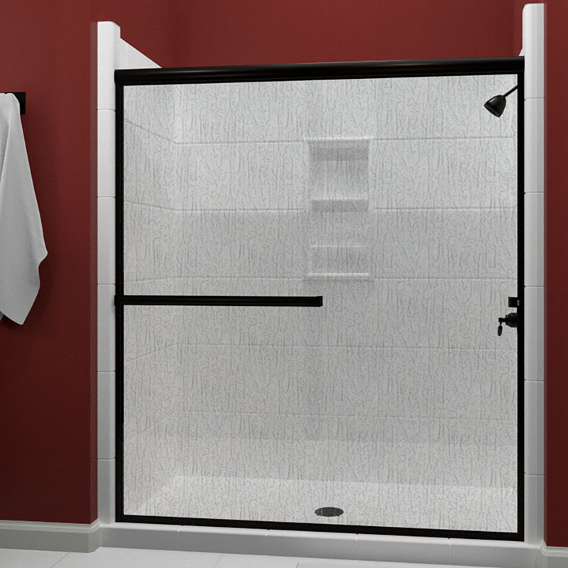 Lese - W x 70.375'' H Bypass Door Semi-Frameless Shower Door with, Anodized Oil Rubbed Bronze, Clear