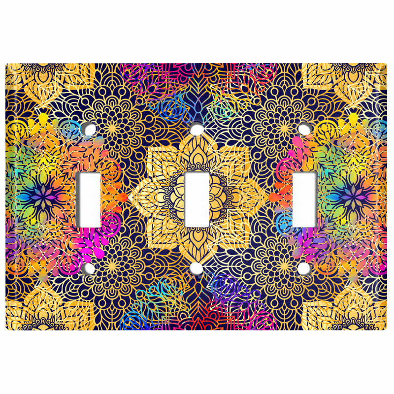 Patterned 3 - Gang Toggle Light Switch Standard Wall Plate