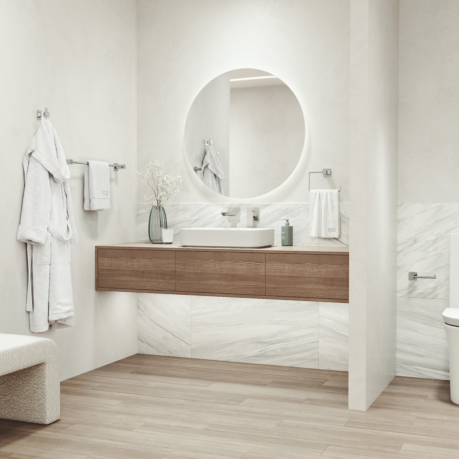 Meridian 4-Piece Bathroom Hardware Set, Chrome