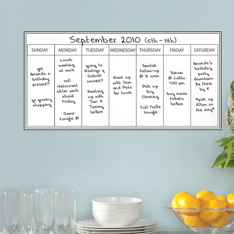 Dry Erase Weekly Planner Wall Stickers