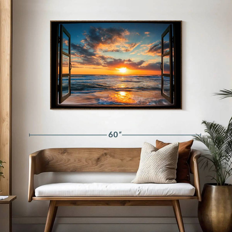 Fenêtre sur le Marcum du Pacifique, 46 po x 31 po, Cadre flottant noyer