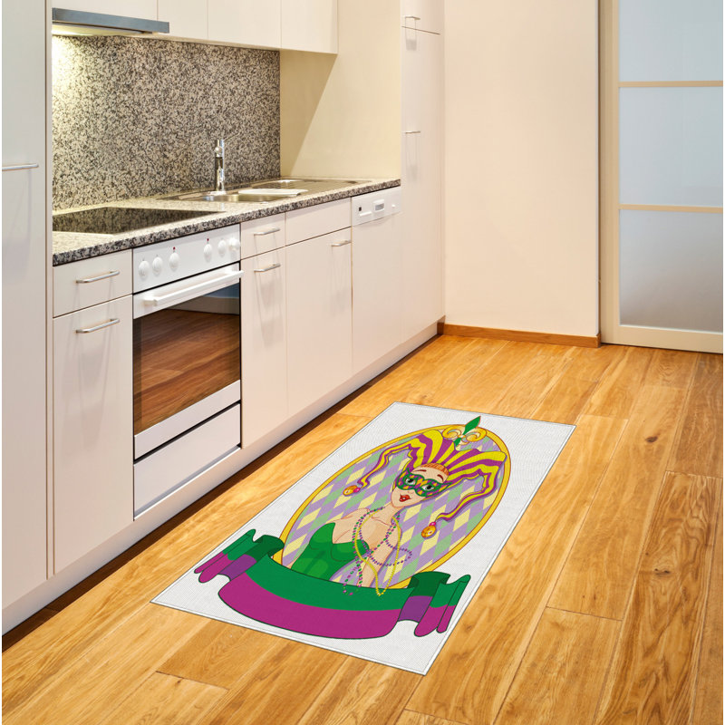 Tapis décoratif en fibres de polyester à haute densité Mardi Gras, Rectangle 2 pi 7 po x 5 pi