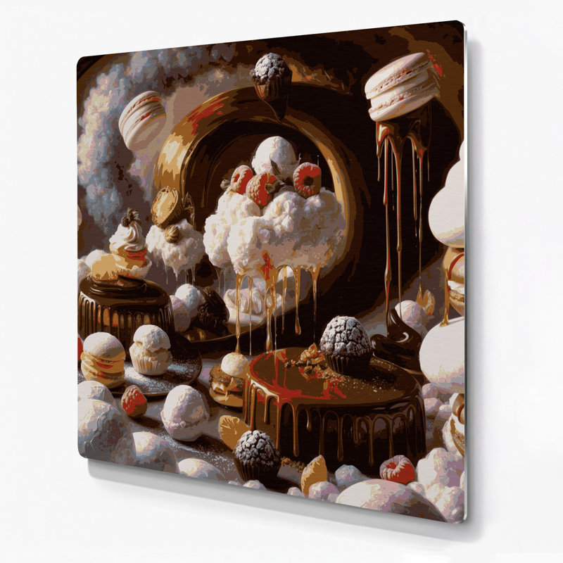 Desserts traditionnels, art mural noir en métal, H 12 po x l 12 po