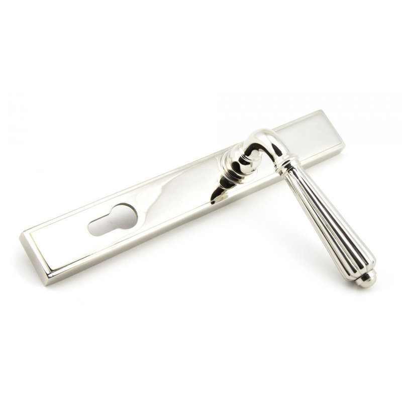Hinton Lock Door Handle Kit, Polished Nickel